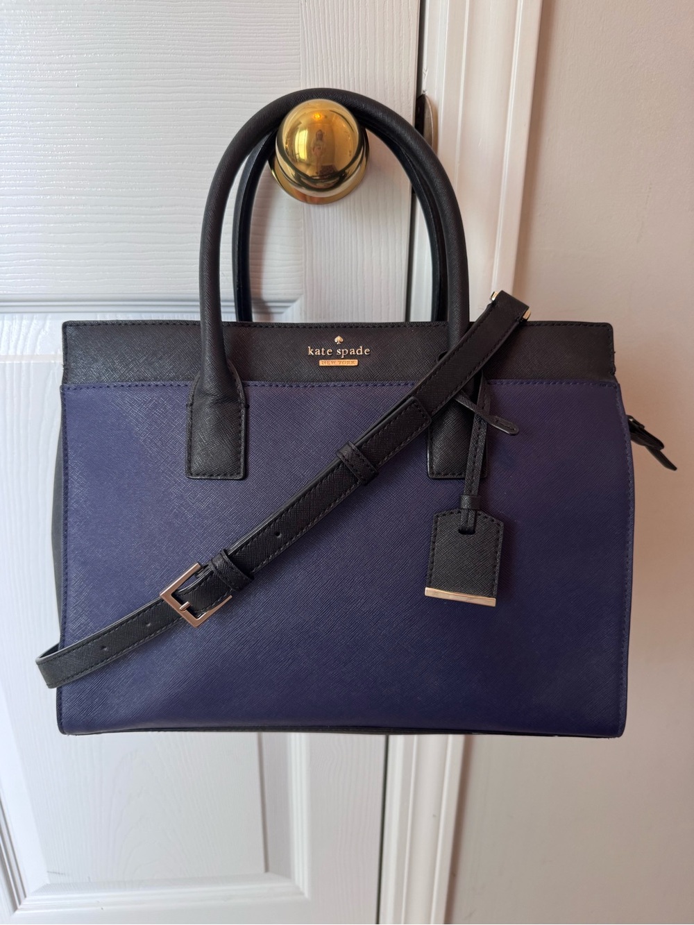 kate spade Navy and Black Saffiano Leather Satchel